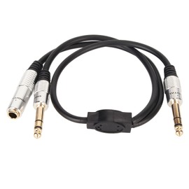 6.35mm to Dual 6.35mm Y Splitter Cable Dual Channel Male to Male Female 1/4 Inch Stereo Cable for Amplifier Mic 19.7in
