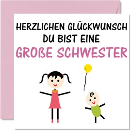 Stuff4 Card for Birth Boy Girl – Congratulations You Are a Big Sister – Baby Cards for Birth Baby Card, Birth Baby Shower, 145 mm Greeting Cards Birth Greeting Card