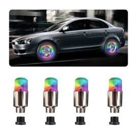 Suvnie - 4 luces LED para válvula de neumático, impermeables, luces de neón, luces de destello, para bicicleta, camión, camión, camión, golf, ruedas, accesorios exteriores para automóviles (coloridos)