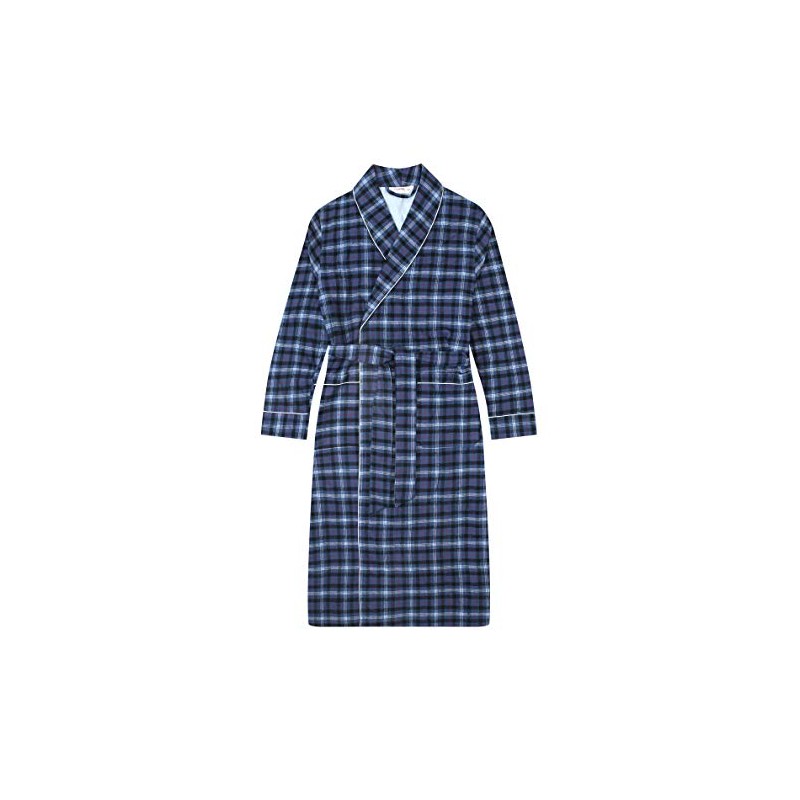 Flannel People Men's Flannel Robe - Denim Plaid - LXL