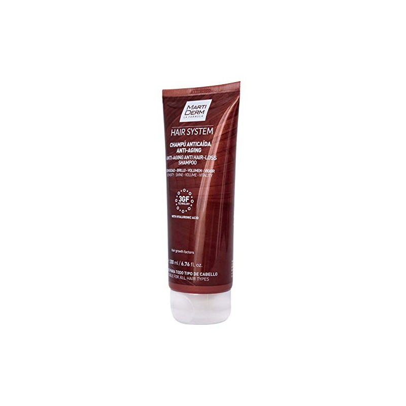 MartiDerm Hair System Champú/Shampoo Anticaída Antiaging. Factores de crecimiento capilar