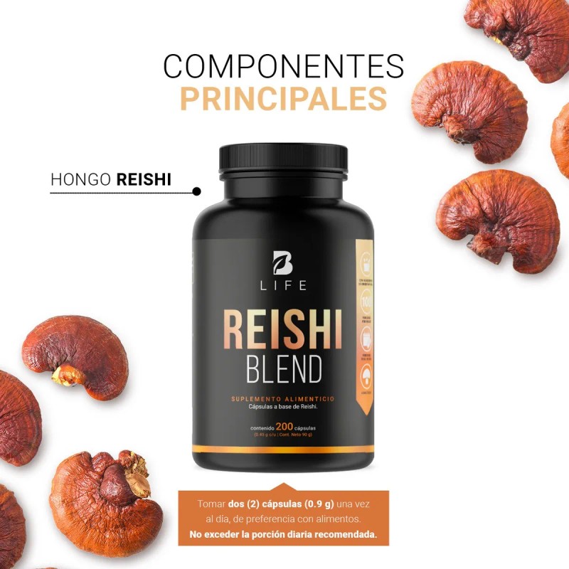 Hongo Reishi Vitaminas 200 Cáps Antioxidante Antiinflamatorio B Life