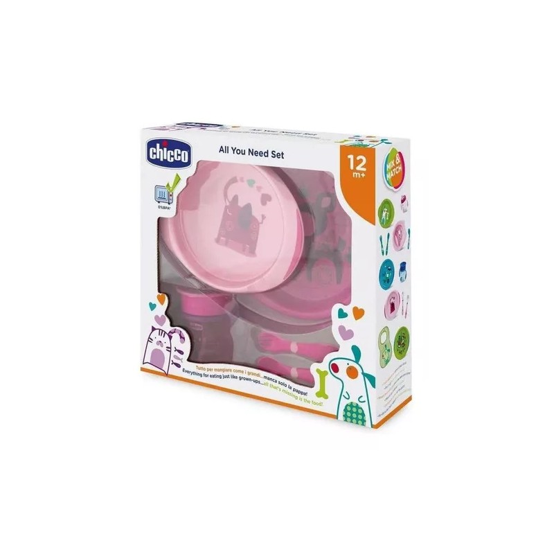 Chicco Set Alimentacion Chicco Platos Vaso Entrenador Cubiertos 12m Color