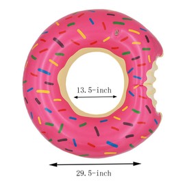 Topfunyy Strawberry Donut Pool Floats Summer Themed Inflatable Swimming Rings Tubes for Adults(90cm/35.5inch)