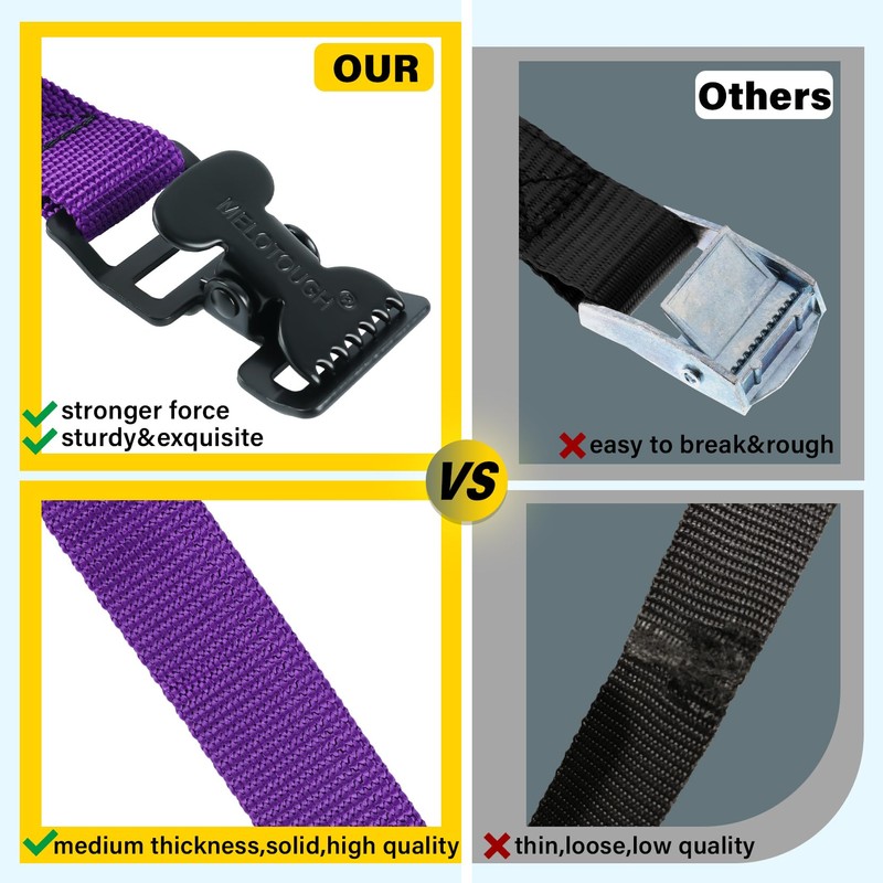 MELOTOUGH 4Pk 1" x 4ft Lashing Strap with Alligator Thumb