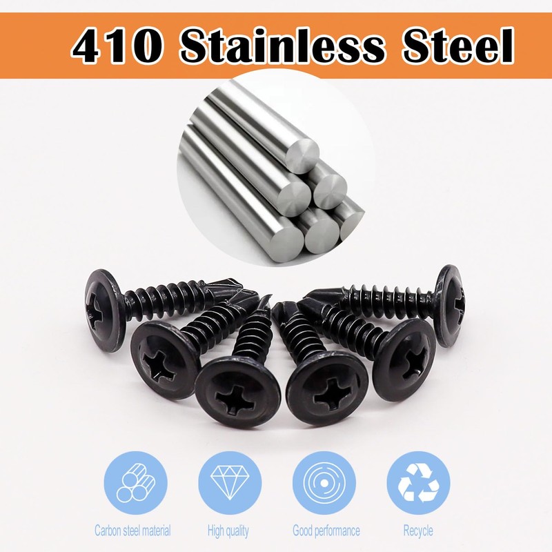 weideer 100pcs #8 Self Tapping Screws for matal,410 Stainless Steel