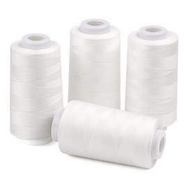 ilauke 4 Cones Overlock Sewing Thread 40/2 Each 3000 Yard (2743 Metres) 100% Polyester Thread for Overlock Sewing Machines (White)