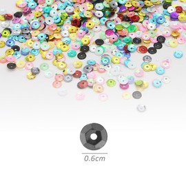 200g Bulk Sequins, 5mm Round Embroidered Sequins, Perforated Bulk PVC Sequins, Suitable for DIY Crafts, Clothing, Jewelry (24 Colors)