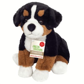 Teddy Hermann 91979 Bernese Mountain Dog Sitting 26 cm, Green Friends Cuddly Toy, Sustainable Plush Toy with Recycled Materials