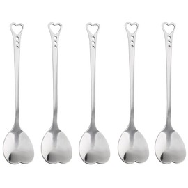 10-Piece Heart-Shaped Stainless Steel Dessert Spoon Set for Home, Restaurant, Cafe, and Bar - Elegant Design, Multi-Functional Usage, and Durable Quality