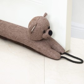 Marwood Bear Door Draft Stopper, 32 inch, 2.2lb, Polyester, Cute Bear, for Door & Window, Wind Stopper, Noise Blocker, with Hanging Loops
