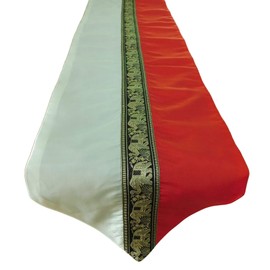 stickersquare Red and Cream Table Runner with Elephant Animal Motif for Party Banquet Christmas Festival Birthday Wedding Party Living Room Kitchen Tablecloth Made of Thai Silk (150)