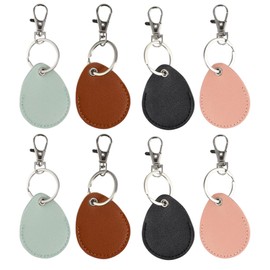 8pcs Key Fob Holder,Leather Key Fob Holder, Leather Keychain, Suitable for ID Card Key ID Key Card(Light Green + Pink + Black + Zongzi)