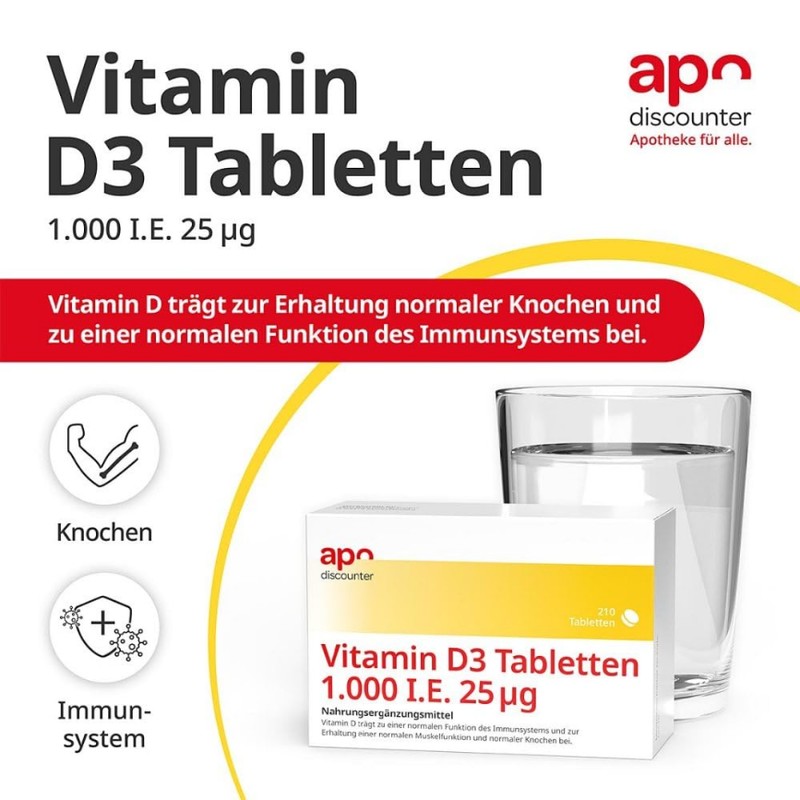 Apodiscounter Vitamin D3 Tablets 1000 IU Pack of 210