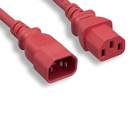 Kentek Red 2 Feet Ft IEC-60320 C13 to C14 Power Extension Cable 14 AWG 15A/250V SJT Heavy-Duty for PDU, UPS