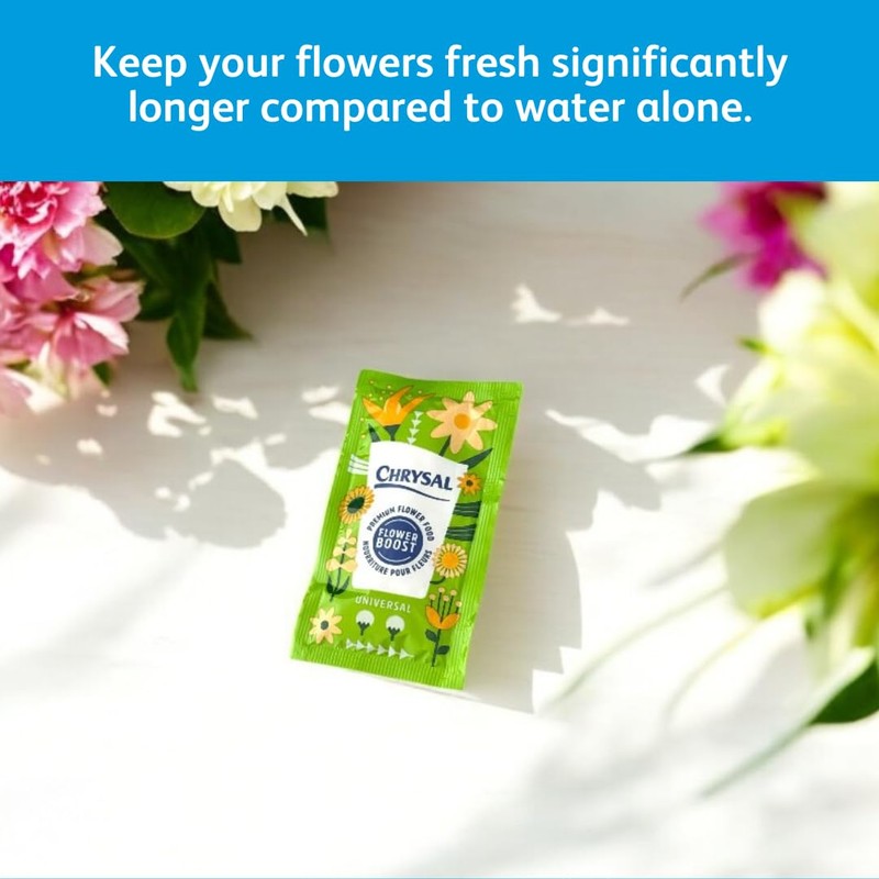 Chrysal Flower Boost – Clear Flower Food Packets for Flower