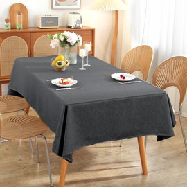 AMFUN Linen Look Tablecloth, Washable, Grey Tablecloths, 160 x 130 cm, Wipe-Clean Tablecloth for Living Room, Dining Room, Balcony, Garden