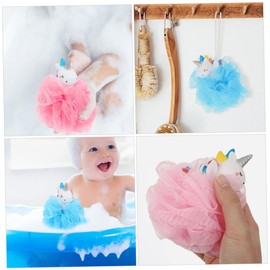 FRCOLOR 4 Pcs Unicorn Loofah Sponges for Soft Pe Mesh Bath Scrubbers Gentle Exfoliating Shower Balls for Birthdays Parties for