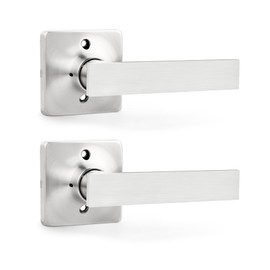 GOBEKOR 2 Pack Brushed Nickel Dummy Door Handle Interior,Reversible Half Dummy Lever,Non-Turning Indoor Door Handles for Wardrobe,Closet Door & French Doors,Cabinet/Cupboard Handles