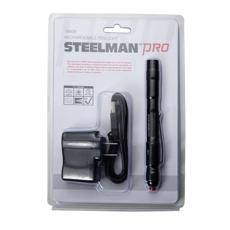Steelman Pro 78609 Rechargeable 70 Lumen Pen Light in Black