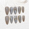 Sun&Beam Nails Handmade Nail Tips, Medium, Long, Almond, Blue, Gold,