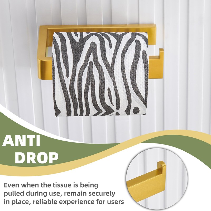 APLusee Brushed Gold Toilet Paper Holder, 304 Stainless Steel Tissue