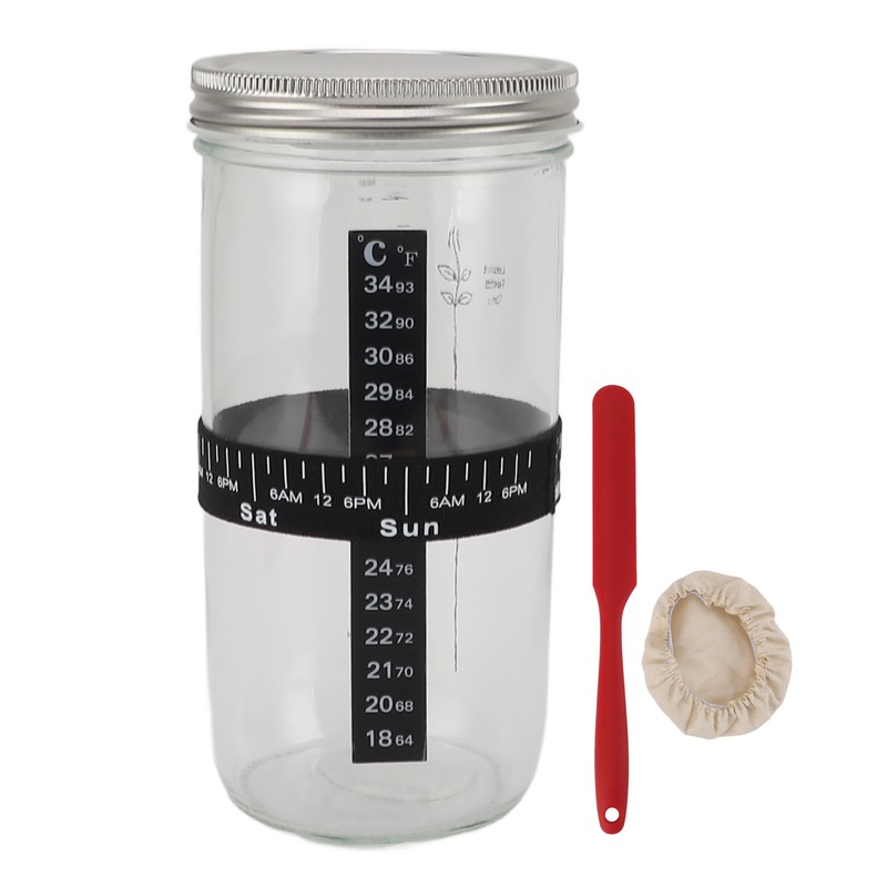 Sourdough Bread Starter Kit 34oz Glass Jar with Lid Date