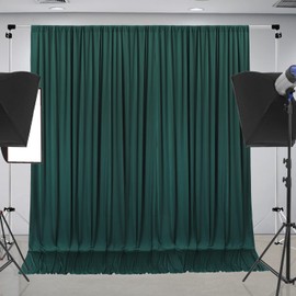 10 ft x 10 ft Wrinkle Free Hunter Green Backdrop Curtain for Parties, Polyester Dark Green Photo Backdrop Drapes 2 Panels 5x10ft for Baby Shower Wedding Birthday Party Photography Curtains