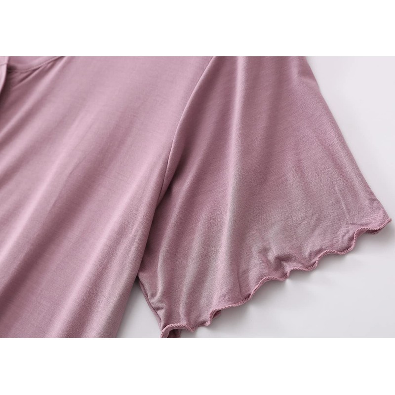 CHUNG Women Short Sleeve Nightdress Button Down Nighties Ladies Nightgown