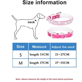 Pimaodog Rhinestone Dog Collar, Cute Dazzling Sparkling Leather Dog Cat Rhinestone Collar Crystal Diamond Pet Dog Puppy Collar (S:21-27cm, Gold)