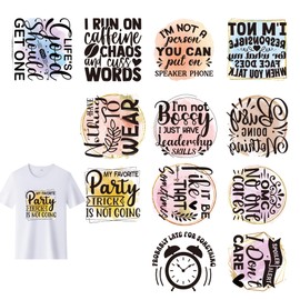 Funny Iron On Transfer Paper - 12 Pcs Sarcastic Quotes Transfer Paper T-Shirt Printing Men Adult Clothes Women Hoodie Pillow Covers Clothing Hat Decoration DIY Crafts