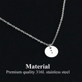 Kivosliviz Semicolon Necklace Gifts Small Semicolon Necklaces for Women Jewelry Gift for Her Project Semi-Colon Necklace Charm Health Awareness Necklace Tiny Semi-Colon Necklace