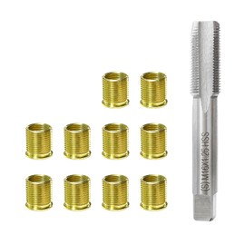 BWBWND Spark Plug Thread Repair Kit, M14×1.25 Inserts & M16x1.25 Tap Stainless Steel Thread Repair Tool, 14mm Spark Plug Rethreaded Kit for Automotive Gasoline Engine Generator
