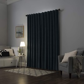 Sun Zero Hampshire Velvet Noise Reducing Thermal Extreme Total Blackout Back Tab Curtain Panel, 50" x 84", Teal
