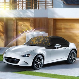 Half Car Cover for Mazda 2015-2024 MX-5 MK4, 420D Oxford Waterproof Car Cover UV Protection Dust Proof Cover from Sun Ice Frost Snow for 2015-2024 ND, 2018-2024 ND2