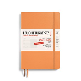LEUCHTTURM1917 370622 Weekly Calendar & Notebook 2025, Medium A5 Softcover - 18-Month Planner, 80 g, Lined - Apricot