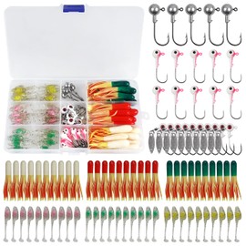 85pcs Crappie Lures kit Crappie Bait Set with Jig Heads Hooks Soft Plastic Fishing Lures for Fishing Crappie Bass Walleye Trout Bass Lures