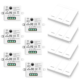 Interruptor Inalámbrico 433MHz RF, Interruptor Inteligente sin cables, Kit 2 piezas 4 interruptores 6 receptores, 85V-250V, control remoto hasta 100m, apto para lámparas y ventiladores