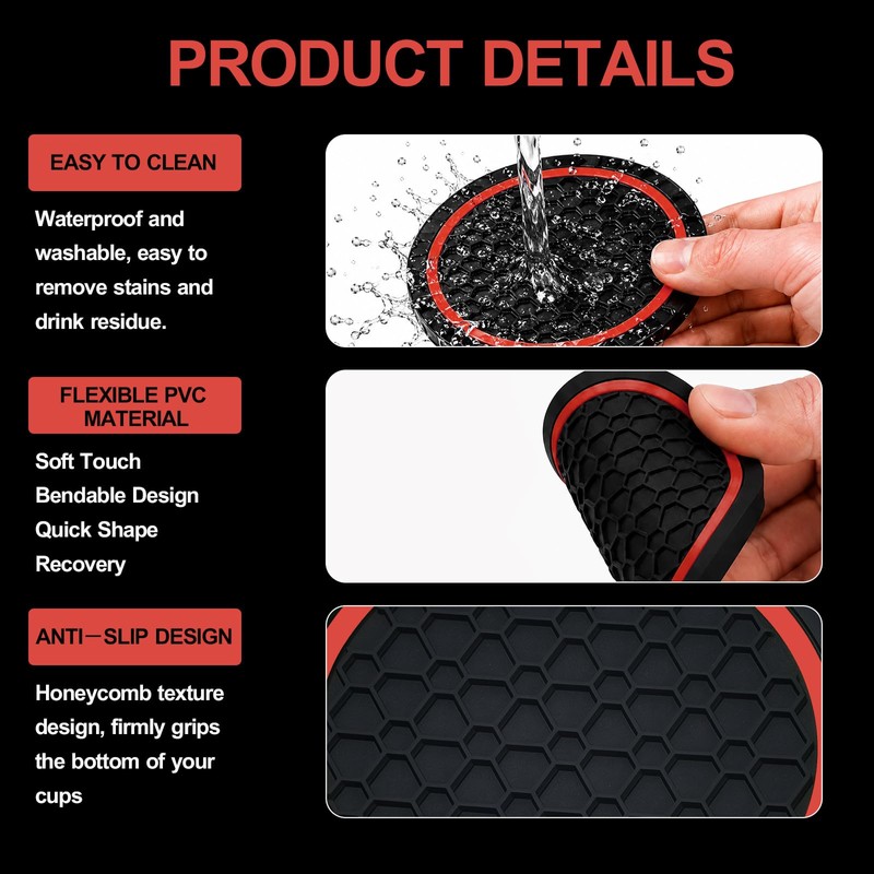 4PCS Car Cup Holder Coasters - 2.75 Inch Non-Slip Insert