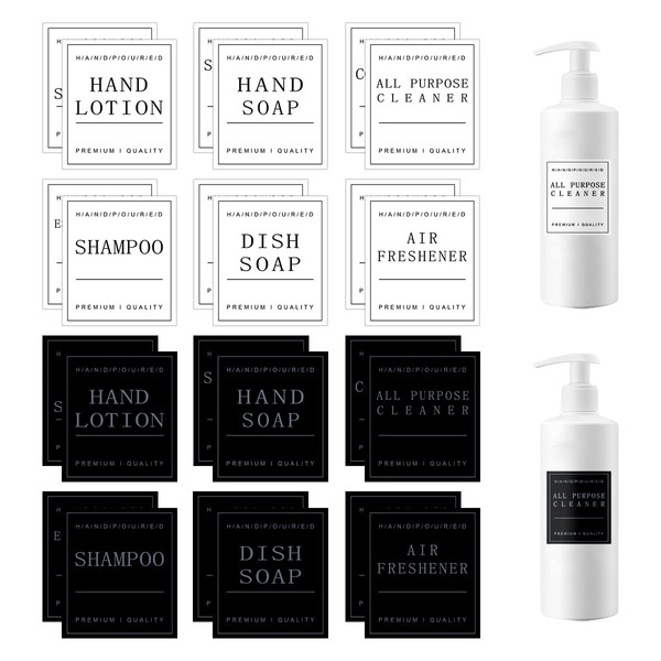 Lotsdonxia 24 Pcs Waterproof Bottle Labels – Hand Soap, Lotion,