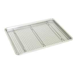 Chicago Metallic Aluminum Large Baking Sheet and Rack Set, made from Recycled Aluminum, Includes Wired Rack Perfect For Cooling Food Evenly