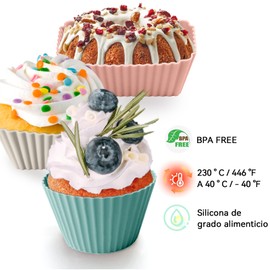 Tazas reutilizables de silicona para hornear,24 pcs Moldes de Silicona Para Cupcakes,Forros de Silicona de Grado Alimenticio Antiadherente para Moldes de Magdalenas para Donas,3Diferentes Formas Linda
