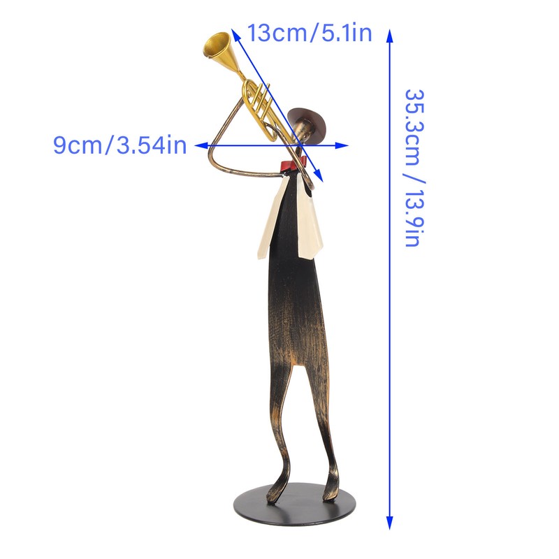 Trumpet Player Figurine Modern Abstract Handcrafted Metal Musician Sculpture for
