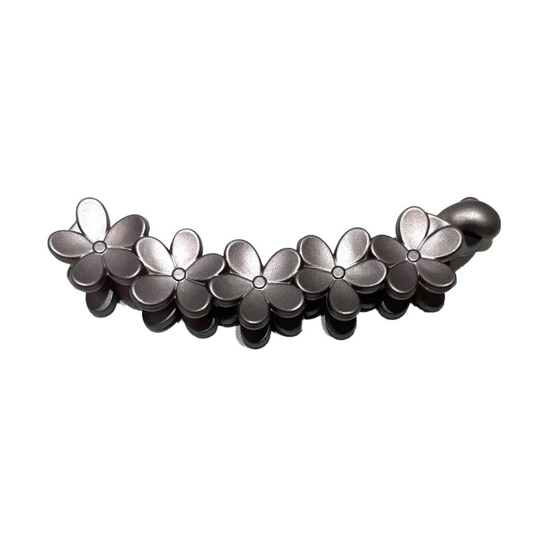 No Slip Banana Clip Flower Matte Black (Smoky Beige)