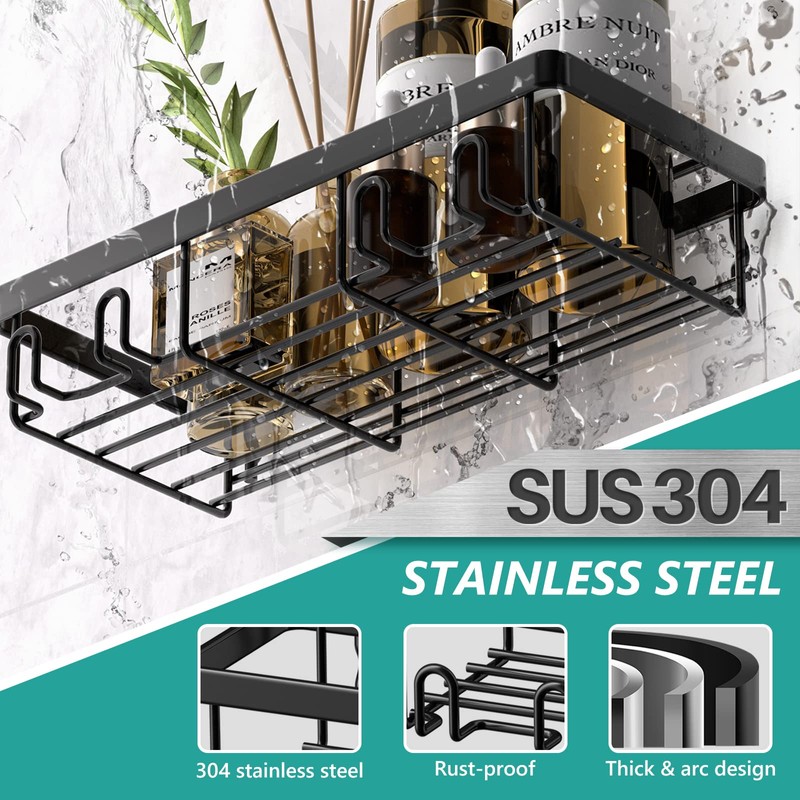 Cusbus Shower Caddy, 3 Pack Organizer, Adhesive No Drilling Traceless