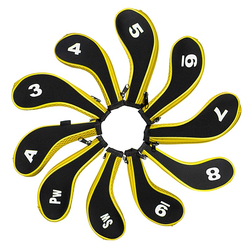 Andux Number Print Golf Iron Club Head Covers Zipper Long