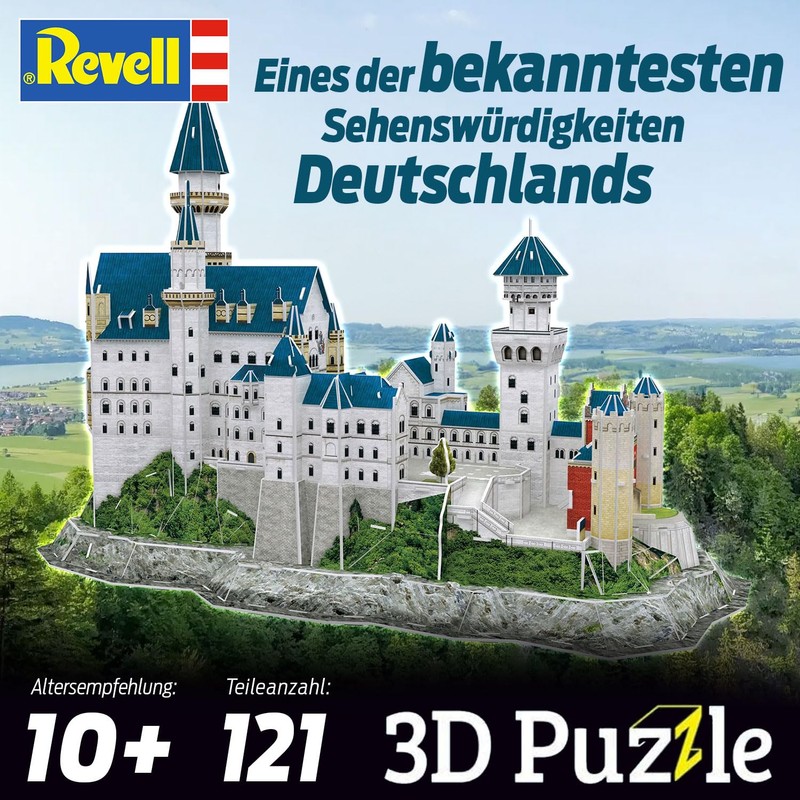 Revell 3D Puzzle 00205 Neuschwanstein Castle 121 Pieces, Highly Detailed,