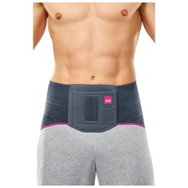 medi Lumbamed Plus Back Brace for Men, Lumbar Support Brace for Stabilisation with Vario-Flex Pad, Colour: Silver, Size: III, Moisture Regulating and Breathable