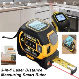 Laser Tape Measure 3 In 1 Digital Tape Measure High Precision Laser Rangefinder