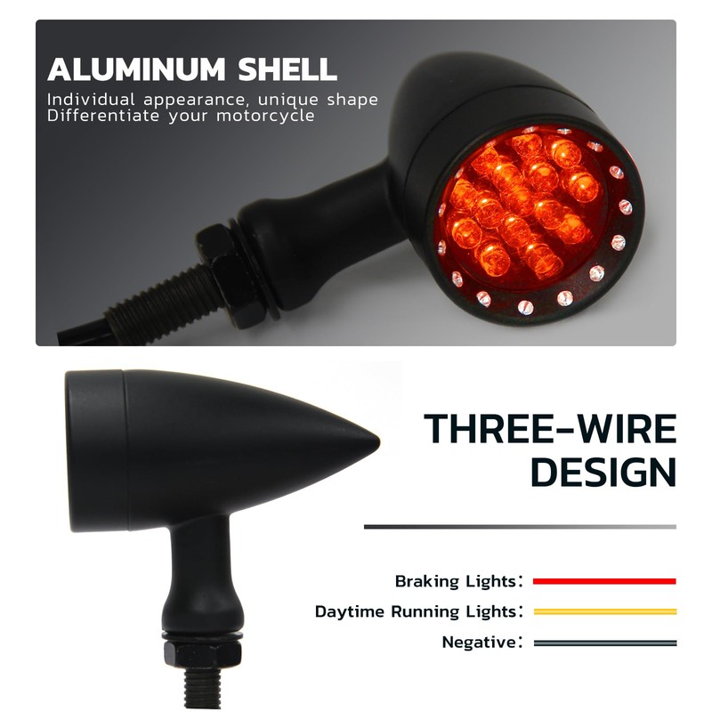 Rich Choices Red CNC Motorcycle Bullet LED Turn Signal Light